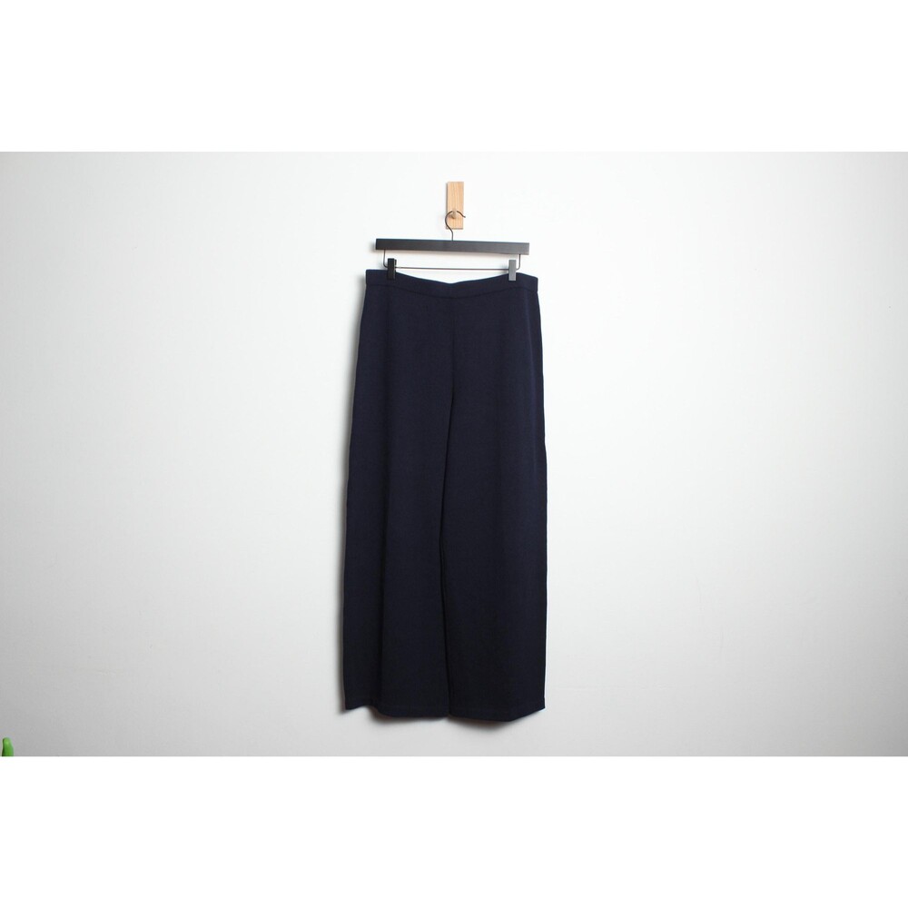 Vintage 90s Y2K St. John Caviar Navy Wool Knit Elastic Waist Pants - Size 14